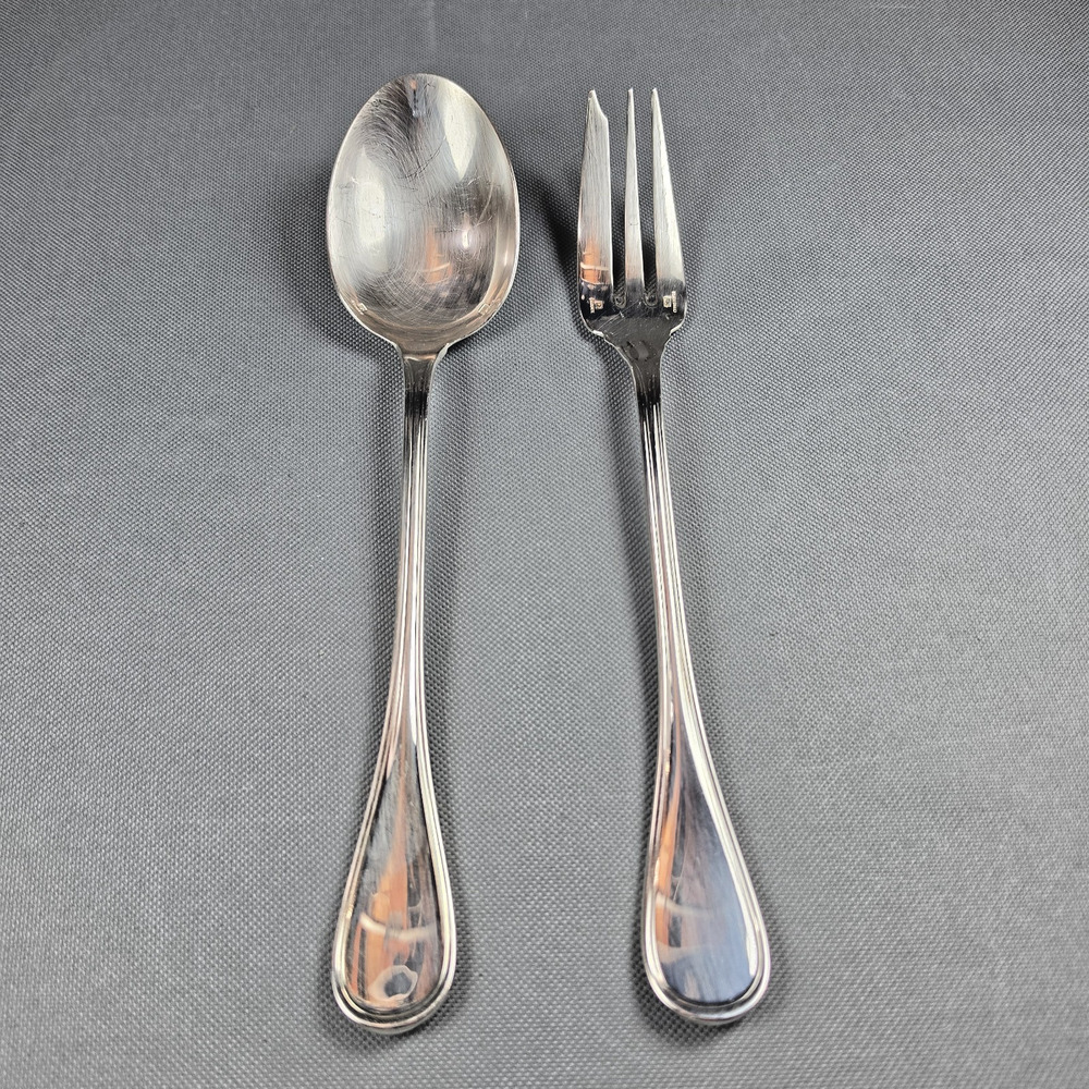 Christofle Albi Silverplate Vintage Serving Spoon Fork Set of 2 France